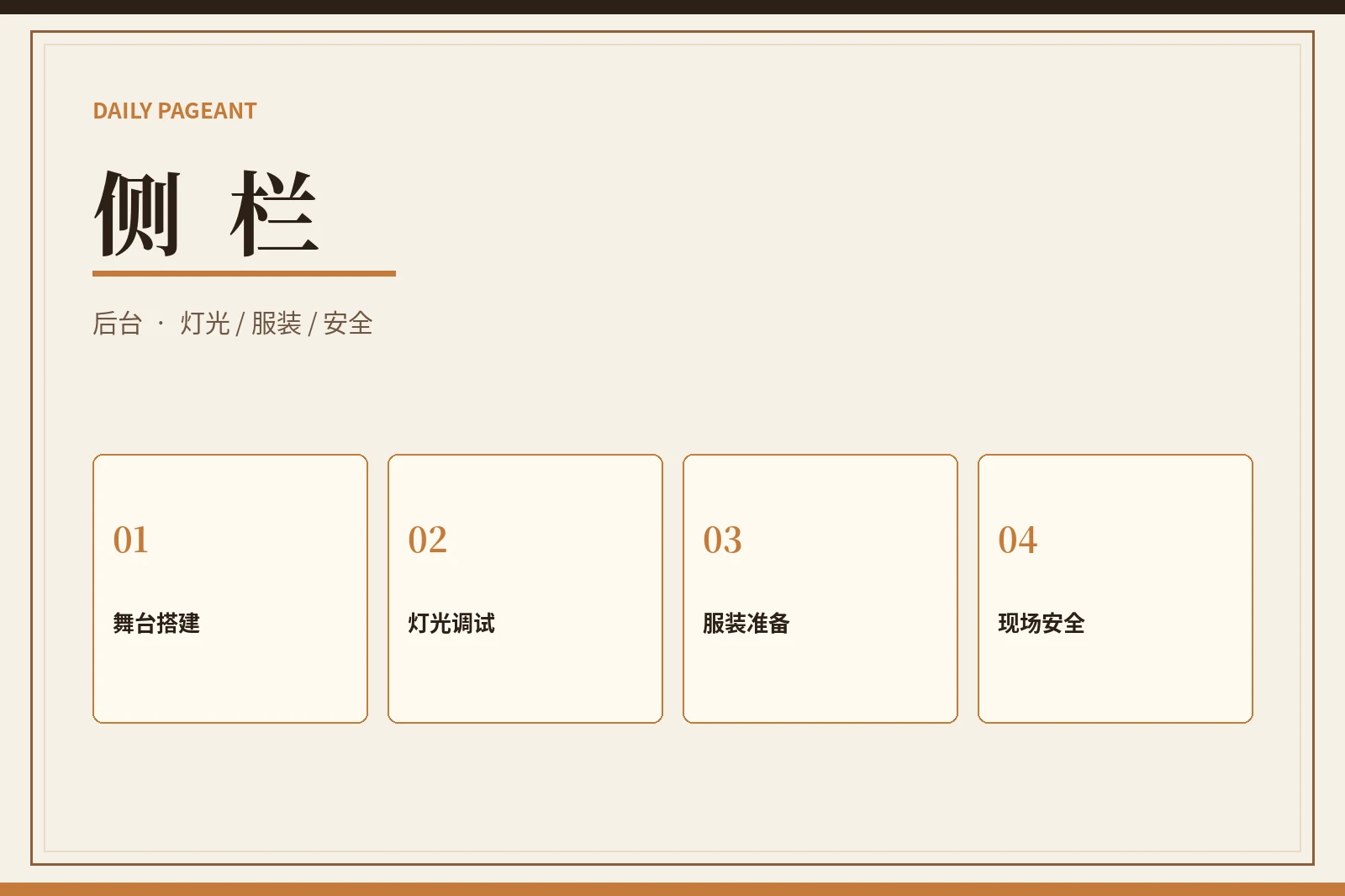 侧栏｜后台准备与现场秩序